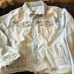 AVA & VIV distressed light denim jacket in 3x